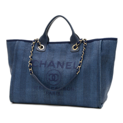 ドーヴィルGM 2Wayトートバッグ ラフィア/レザー ブルー A66941 トートバッグ