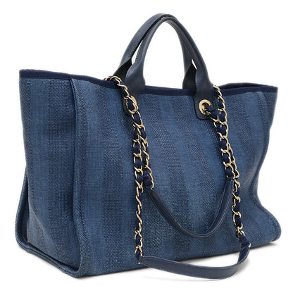 ドーヴィルGM 2Wayトートバッグ ラフィア/レザー ブルー A66941 トートバッグ