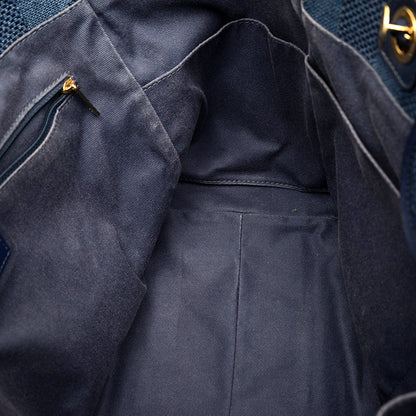 ドーヴィルGM 2Wayトートバッグ ラフィア/レザー ブルー A66941 トートバッグ