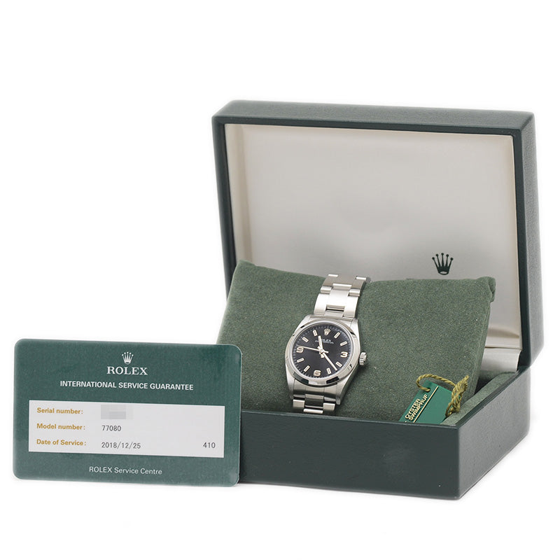 オイスターパーペチュアル 黒文字盤 SS 77080 オートマ ボーイズ 腕時計