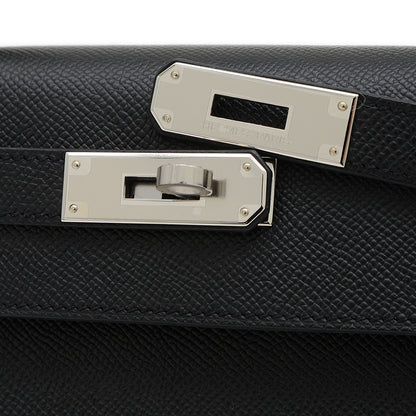 ケリー28 外縫い エプソン ブラック シルバー金具 B刻印 ハンドバッグ