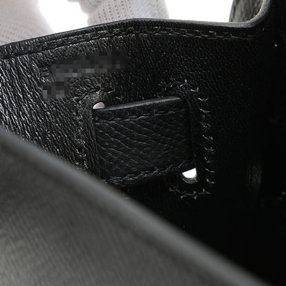 ケリー28 外縫い エプソン ブラック シルバー金具 B刻印 ハンドバッグ
