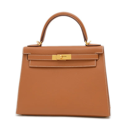 ケリー28 外縫い エプソン ゴールド ゴールド金具 K刻印 ハンドバッグ