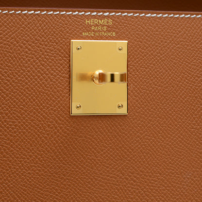 ケリー28 外縫い エプソン ゴールド ゴールド金具 K刻印 ハンドバッグ