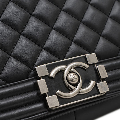 ボーイシャネル チェーンショルダー ラムスキン ブラック シルバー金具 A67086 ショルダーバッグ