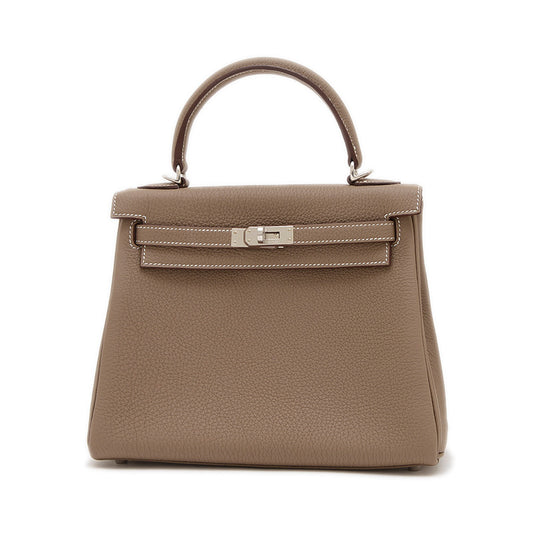 ケリー25 内縫い トゴ エトゥープ シルバー金具 W刻印 ハンドバッグ