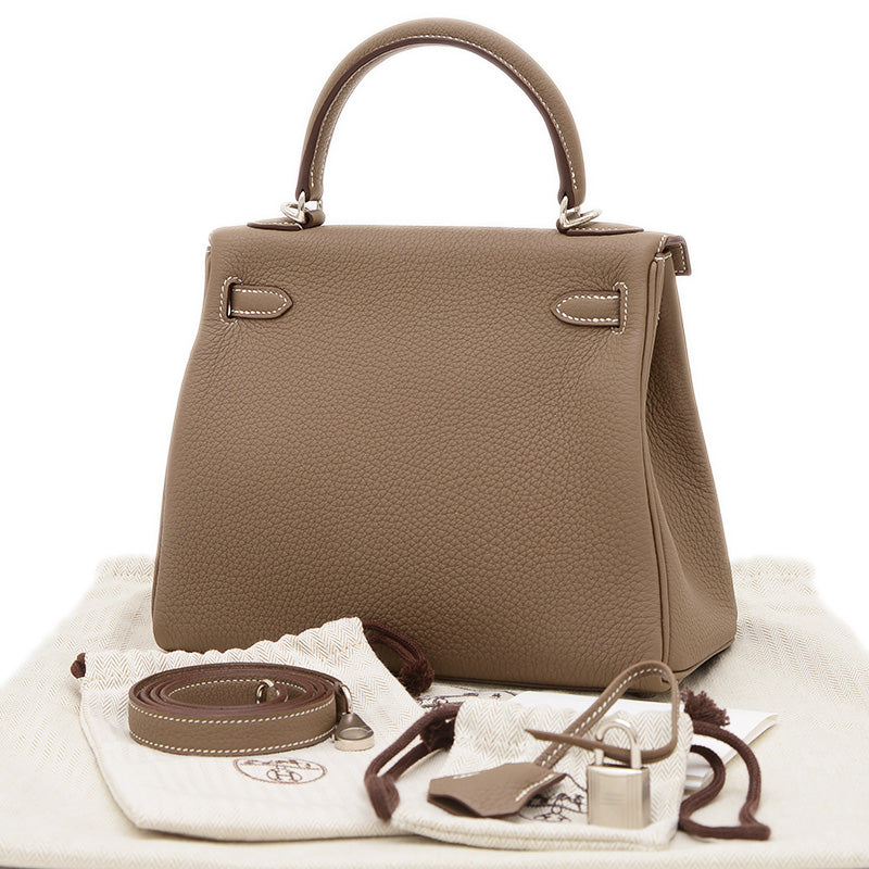 ケリー25 内縫い トゴ エトゥープ シルバー金具 W刻印 ハンドバッグ