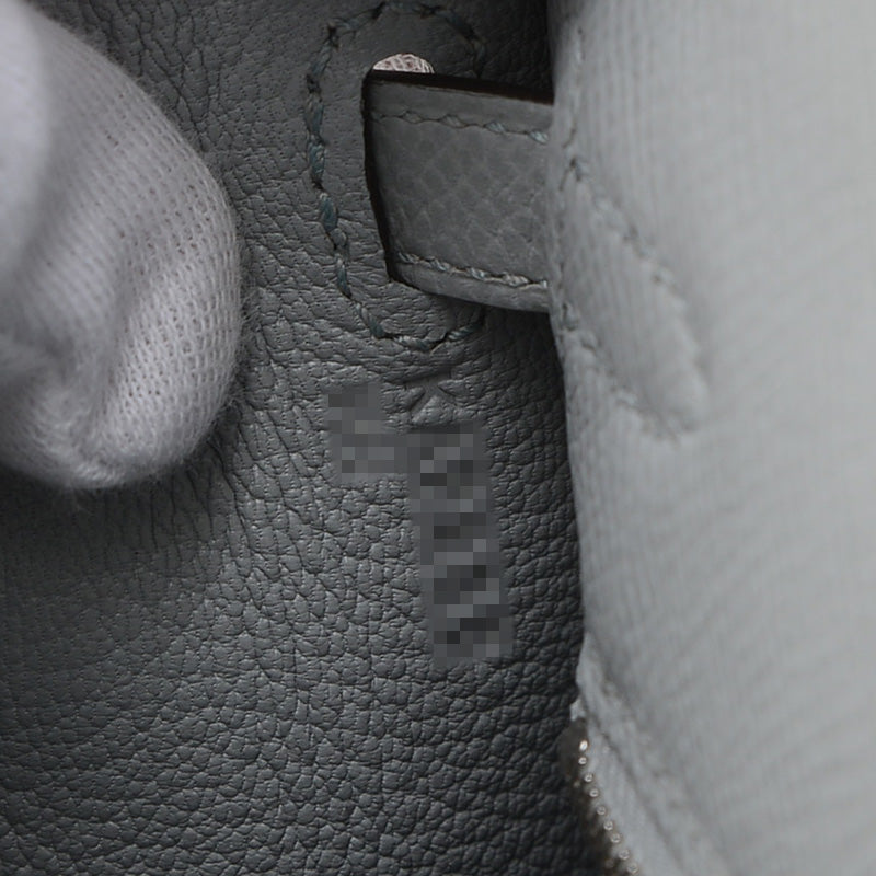 ケリー25 外縫い エプソン ブルーグラシエ シルバー金具 K刻印 ハンドバッグ