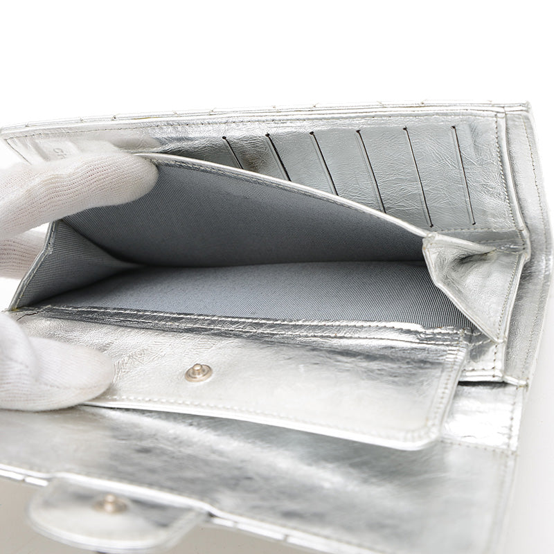 2.55 3つ折り長財布 レザー シルバー シルバー金具 A35298 長財布