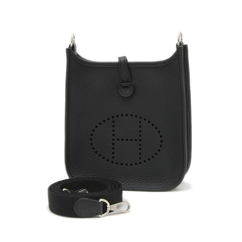 エブリンTPM トリヨン ブラック シルバー金具 K刻印 ロングストラップ ショルダーバッグ