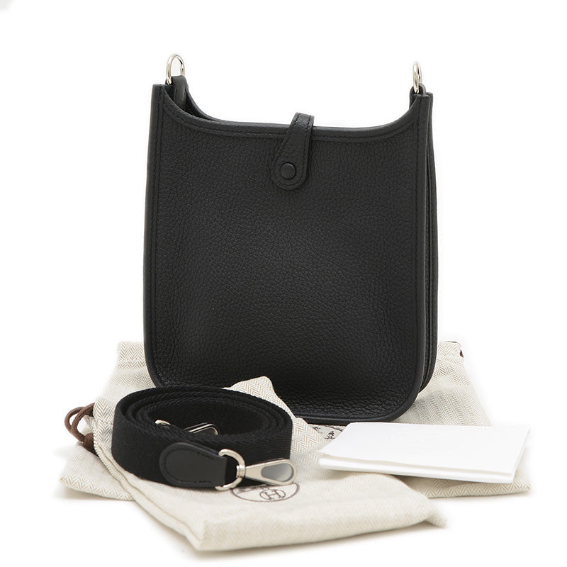 エブリンTPM トリヨン ブラック シルバー金具 K刻印 ロングストラップ ショルダーバッグ