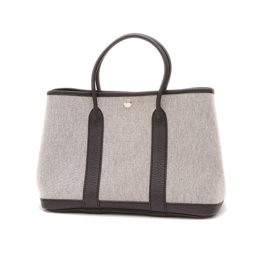 ガーデンパーティTPM 30 ハンドバッグ トワル/レザー グレー/ブラック □Q刻印 トートバッグ