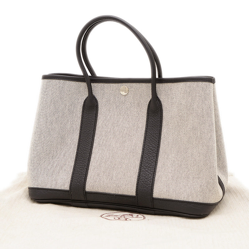 ガーデンパーティTPM 30 ハンドバッグ トワル/レザー グレー/ブラック □Q刻印 トートバッグ