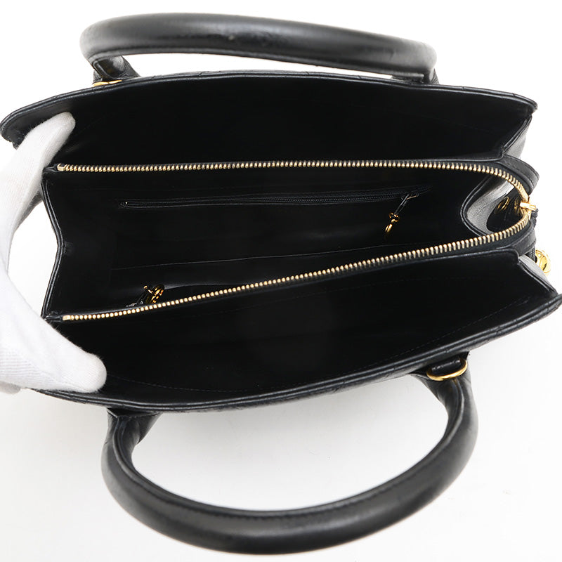 シェブロン 2WAYバッグ ラムスキン ブラック ハンドバッグ