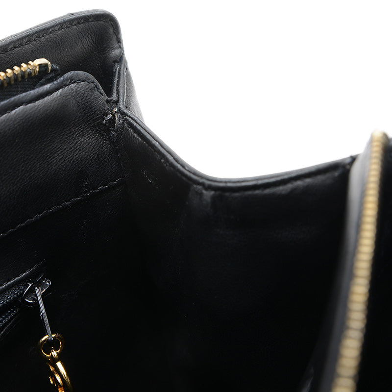 シェブロン 2WAYバッグ ラムスキン ブラック ハンドバッグ