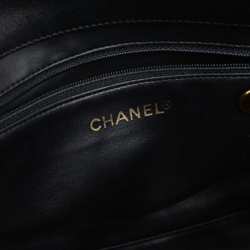 シェブロン 2WAYバッグ ラムスキン ブラック ハンドバッグ