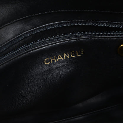 シェブロン 2WAYバッグ ラムスキン ブラック ハンドバッグ