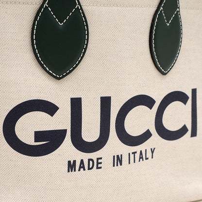 GUCCI プリント スモール 2Wayトート キャンバス ベージュ/ダークグリーン 772144 トートバッグ