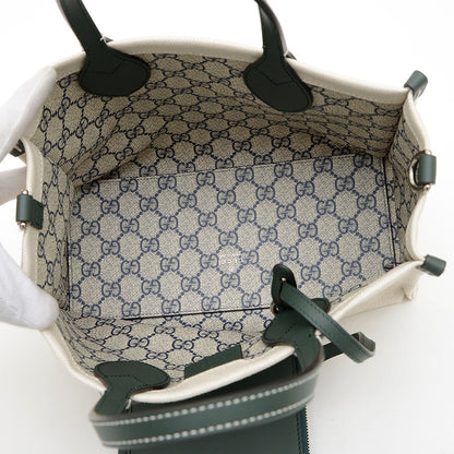 GUCCI プリント スモール 2Wayトート キャンバス ベージュ/ダークグリーン 772144 トートバッグ
