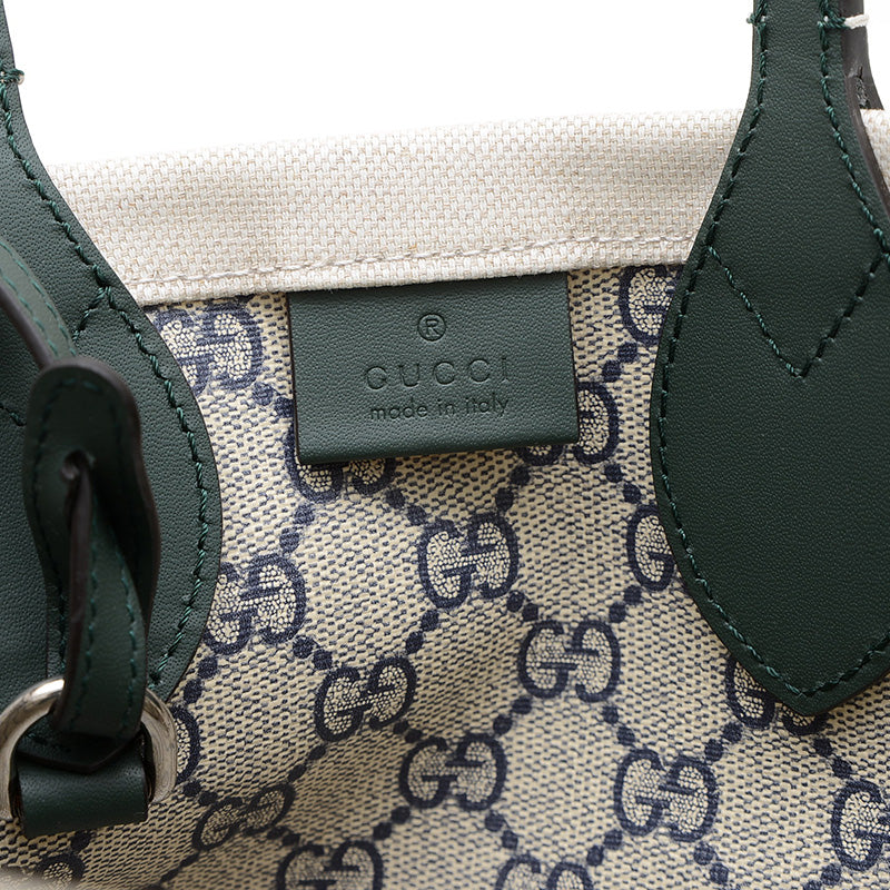 GUCCI プリント スモール 2Wayトート キャンバス ベージュ/ダークグリーン 772144 トートバッグ