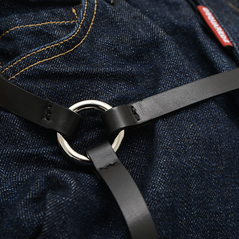 デニムモチーフ ハンドバッグ コットン/レザー ネイビー/ブラック SDW0074 10108434 ハンドバッグ