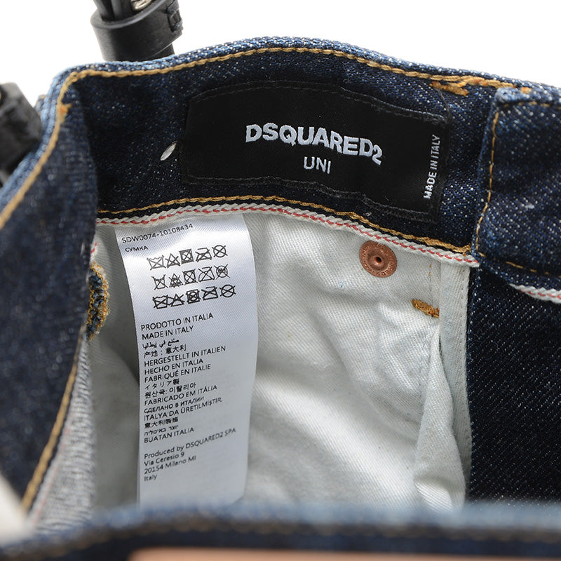 デニムモチーフ ハンドバッグ コットン/レザー ネイビー/ブラック SDW0074 10108434 ハンドバッグ