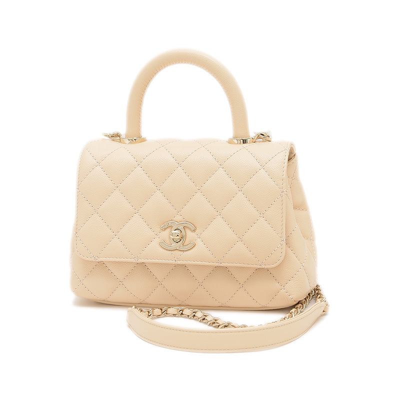 ココハンドルXXS チェーンショルダーバッグ キャビア ベージュ AS2215 ハンドバッグ