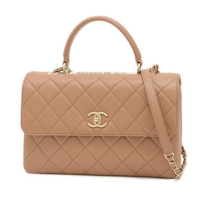 トレンディCC トップハンドル 2WAYショルダーバッグ ラムスキン ベージュ A69923 ハンドバッグ