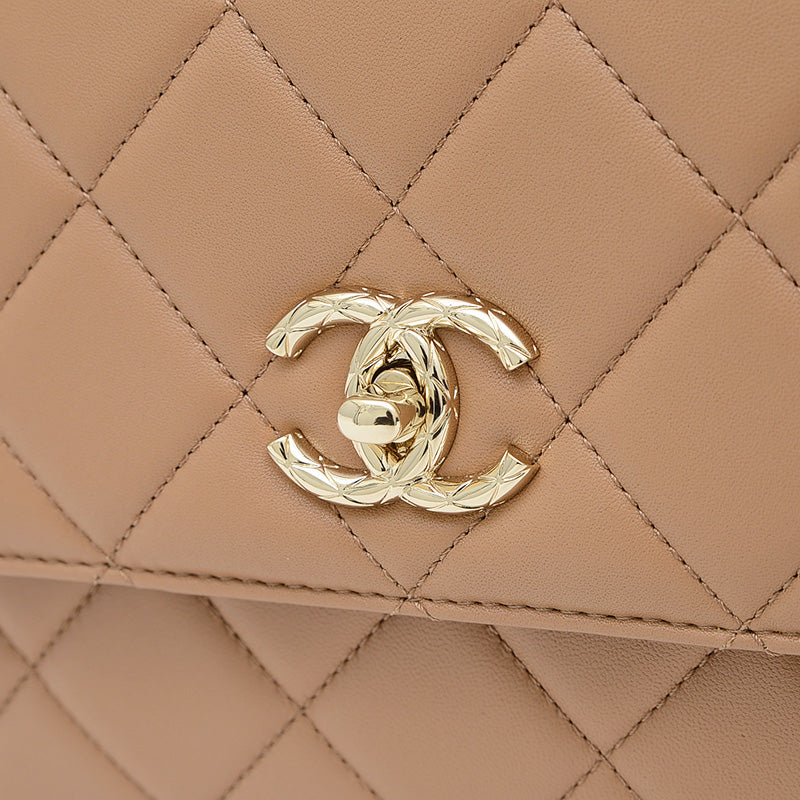 トレンディCC トップハンドル 2WAYショルダーバッグ ラムスキン ベージュ A69923 ハンドバッグ