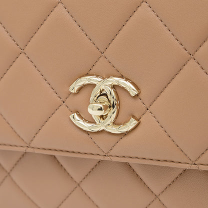 トレンディCC トップハンドル 2WAYショルダーバッグ ラムスキン ベージュ A69923 ハンドバッグ