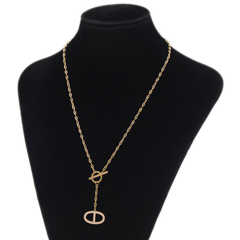 シェーヌダンクル コントゥール ネックレス K18PG/ダイヤ ネックレス