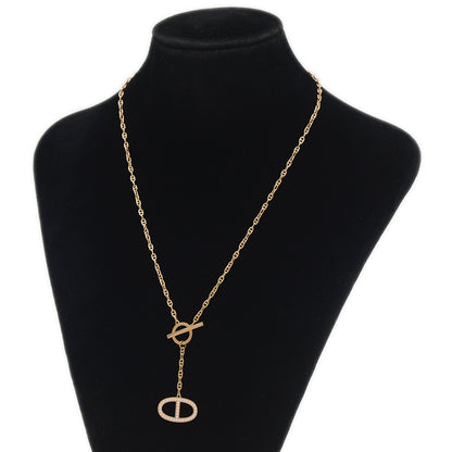 シェーヌダンクル コントゥール ネックレス K18PG/ダイヤ ネックレス