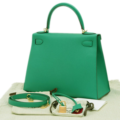 ケリー28 外縫い パーソナル エプソン ヴェールジェイド/ローズメキシコ K刻印 ハンドバッグ