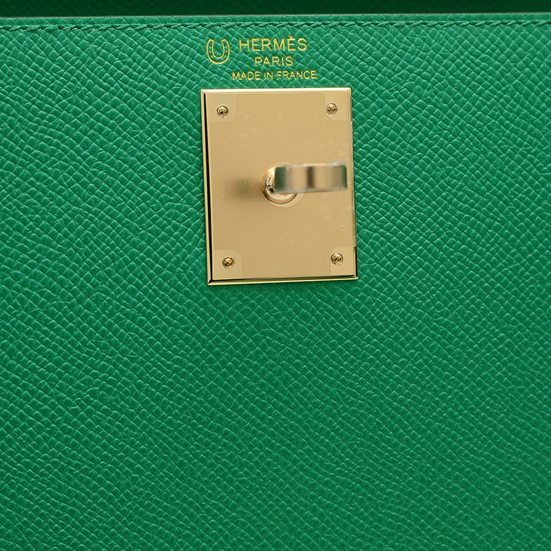 ケリー28 外縫い パーソナル エプソン ヴェールジェイド/ローズメキシコ K刻印 ハンドバッグ