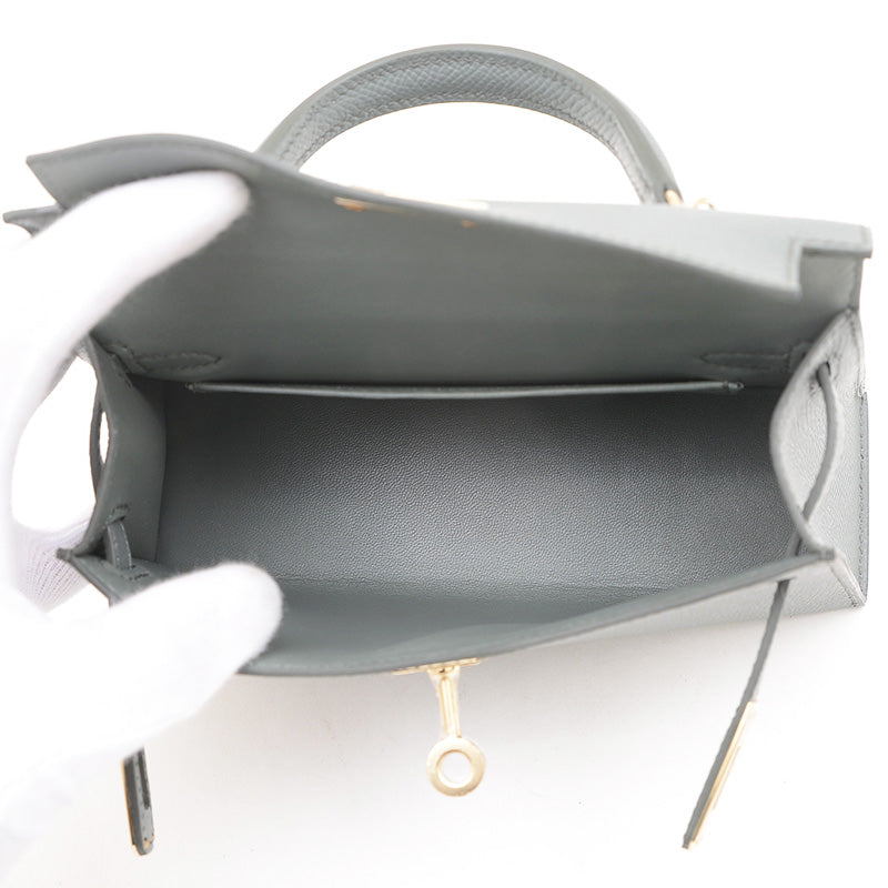 ケリー ミニ ドゥ 2 エプソン ヴェールアマンド シャンパンゴールド金具 K刻印 ハンドバッグ