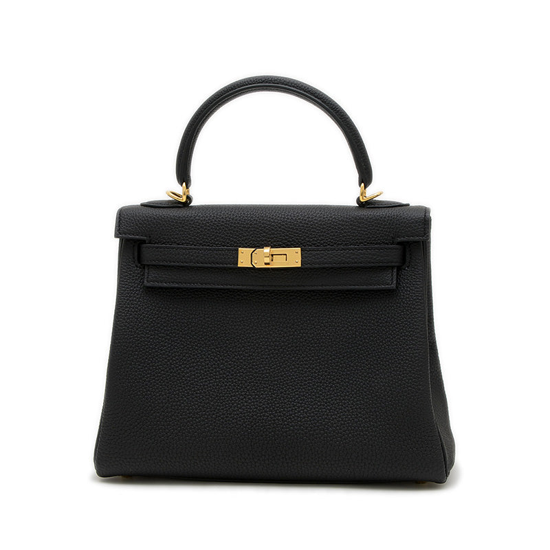 ケリー25 内縫い トゴ ブラック ゴールド金具 W刻印 ハンドバッグ