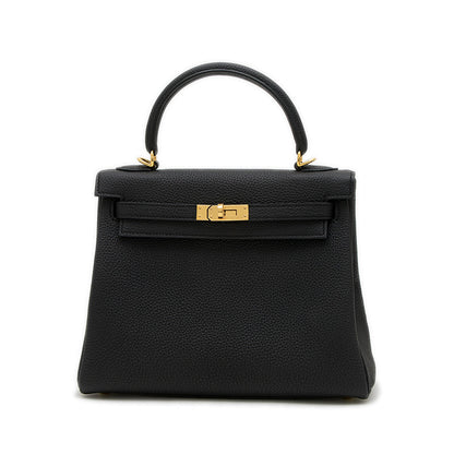 ケリー25 内縫い トゴ ブラック ゴールド金具 W刻印 ハンドバッグ