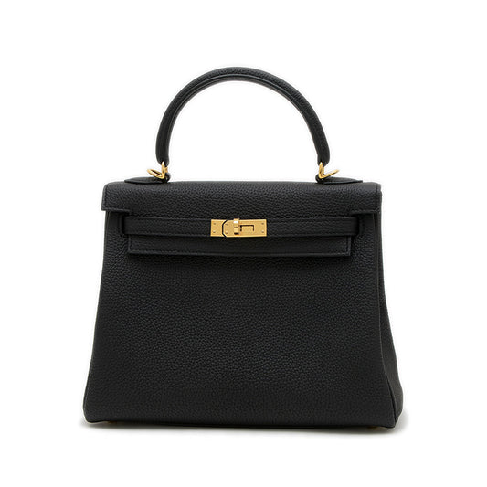 ケリー25 内縫い トゴ ブラック ゴールド金具 W刻印 ハンドバッグ