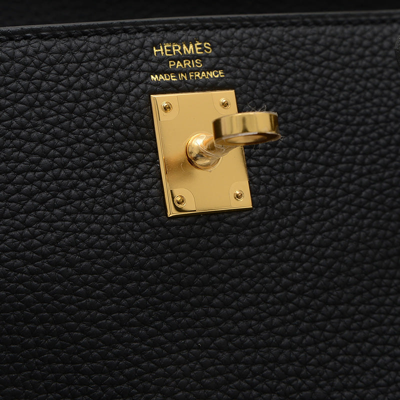 ケリー25 内縫い トゴ ブラック ゴールド金具 W刻印 ハンドバッグ