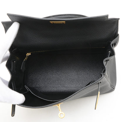 ケリー25 内縫い トゴ ブラック ゴールド金具 W刻印 ハンドバッグ