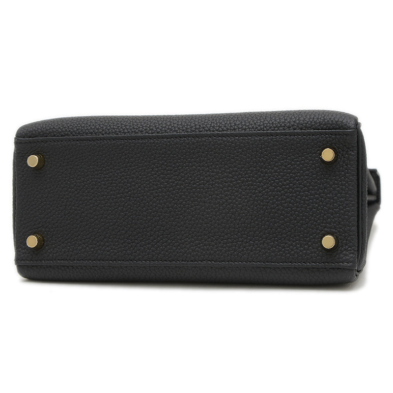 ケリー25 内縫い トゴ ブラック ゴールド金具 W刻印 ハンドバッグ