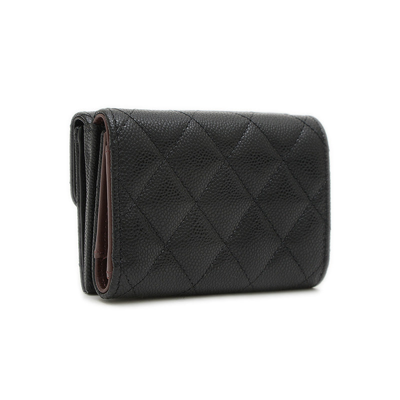 マトラッセ 三つ折り財布 キャビアスキン ブラック ゴールド金具 AP0230 三つ折り財布