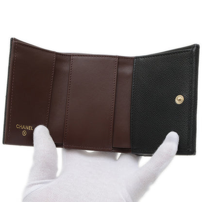 マトラッセ 三つ折り財布 キャビアスキン ブラック ゴールド金具 AP0230 三つ折り財布