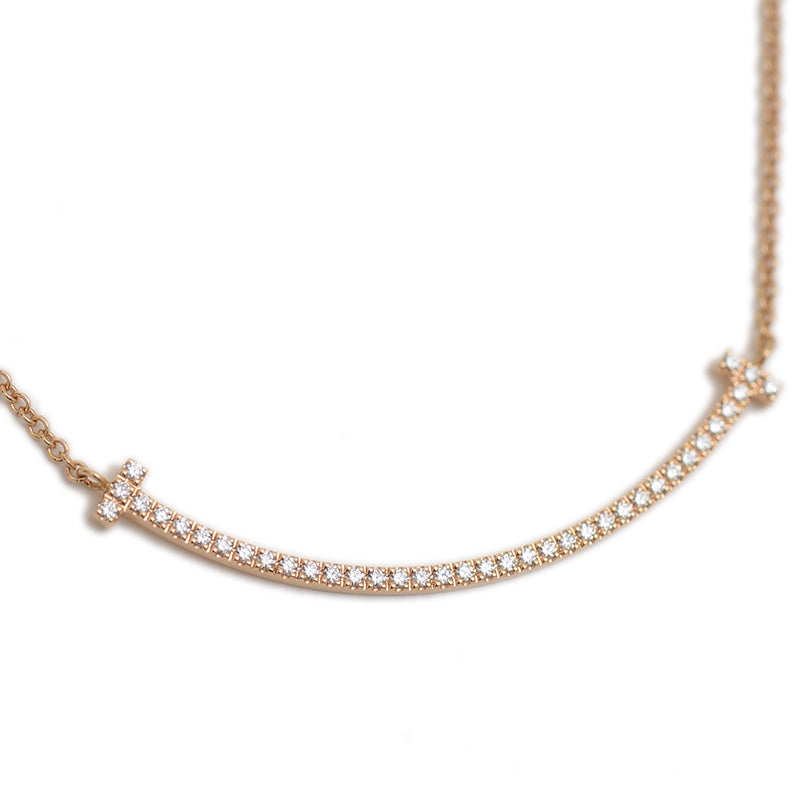 Tスマイル ネックレス スモール ダイヤ K18PG ネックレス