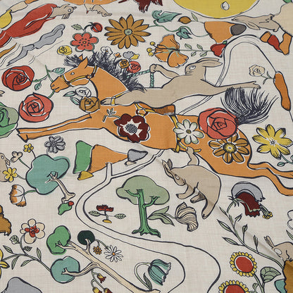 トライアングルジェアン ショール 千と一のウサギ ナチュラル/グリーン/キャラメル スカーフ