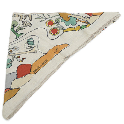 トライアングルジェアン ショール 千と一のウサギ ナチュラル/グリーン/キャラメル スカーフ