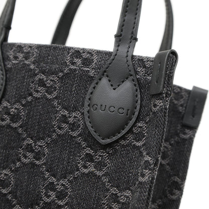 GGデニム 2WAYショルダーバッグ キャンバス/レザー ブラック 773730 ハンドバッグ