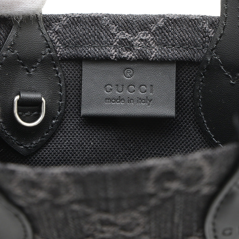 GGデニム 2WAYショルダーバッグ キャンバス/レザー ブラック 773730 ハンドバッグ