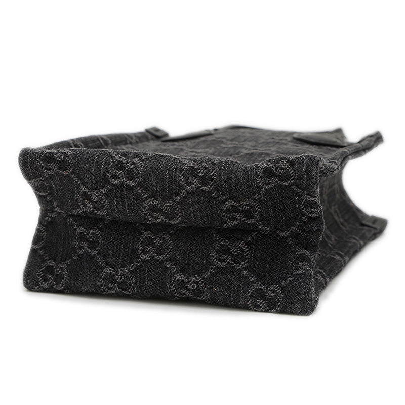 GGデニム 2WAYショルダーバッグ キャンバス/レザー ブラック 773730 ハンドバッグ