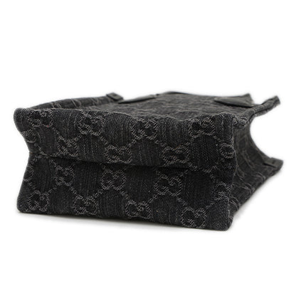 GGデニム 2WAYショルダーバッグ キャンバス/レザー ブラック 773730 ハンドバッグ